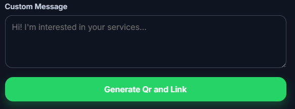 Example of the custom message field for a WhatsApp QR code generator